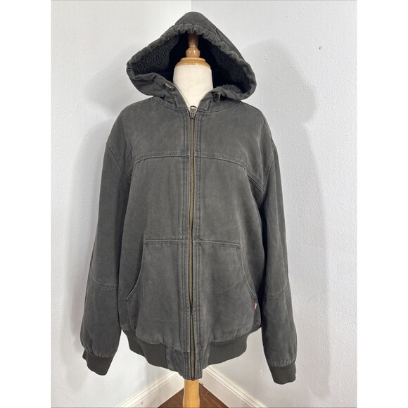 Levi Strauss Jacket Mens‎ Extra Large Gray Canvas Sherpa Lined Hood Trucker - Picture 1 of 10
